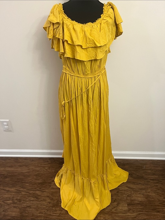 Fashion Nova Dresses & Skirts - Fashion Nova Yellow Ruffle-Off-Shoulder Maxi Dress